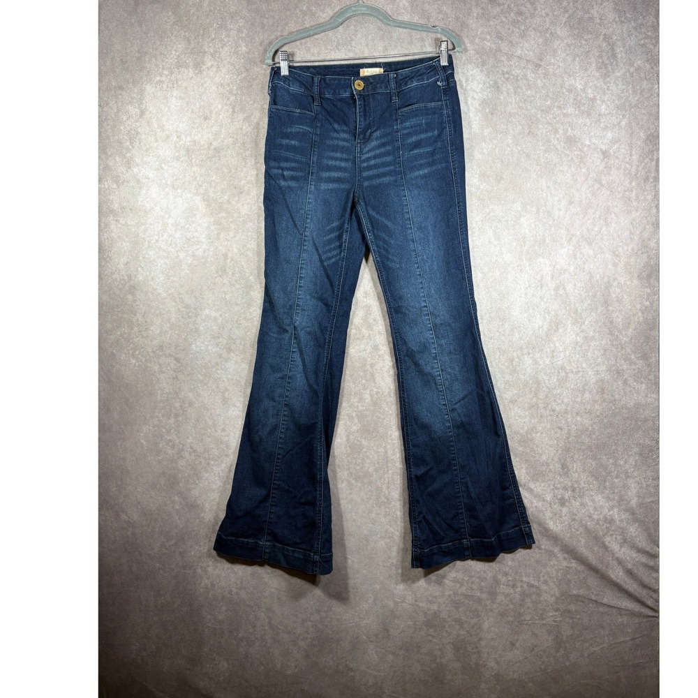 Altar'd State Jeans Womens 28 Blue Flare High Rise Seam Detail Dark Indigo Boho